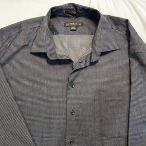 Men's 3XL Textured Alfred Sung Black and Dark Grey Dress Shirt